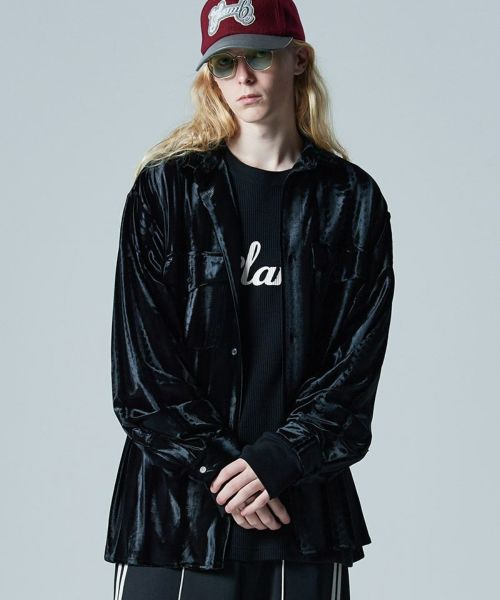 【glamb(グラム)】Glamorous Shade Velour Shirt グラマラスシェイドベロアシャツ(GB0424-SH08)