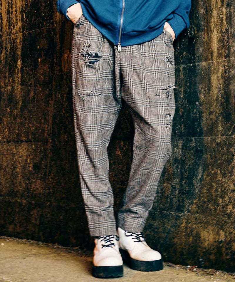 glamb グラム アップランドチェックスラックス 裾リブ 2 glamb(グラム)】Out of Society Tweed Slacks アウトオブ