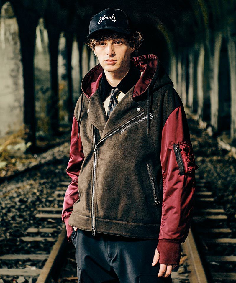 glamb(グラム)】Combination Hood Riders Jacket コンビネーション