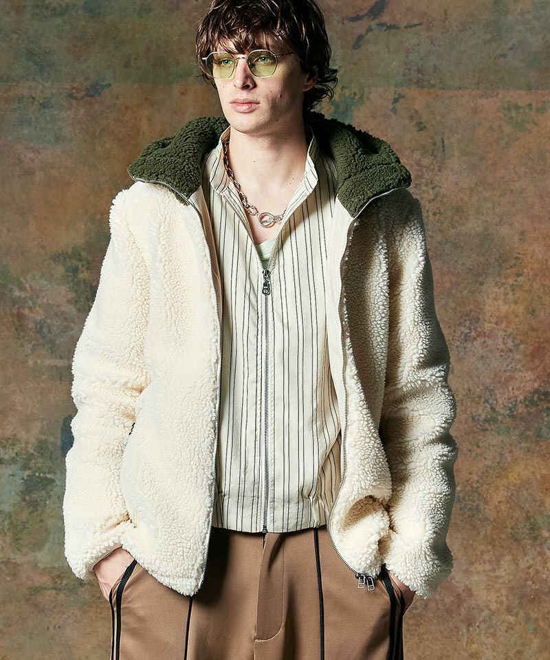glamb(グラム)】Big Hood Boa Jacket ビッグフードボアジャケット 