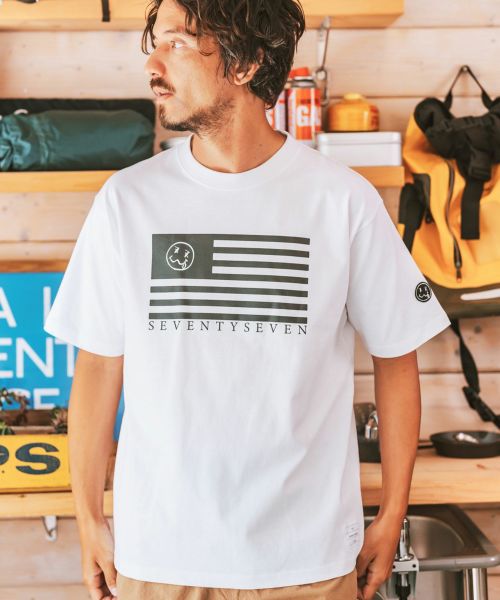 【seventy seven(セブンティセブン)】heavy onz USA cotton S-S t-shirts (flag) Tシャツ(7724W130)