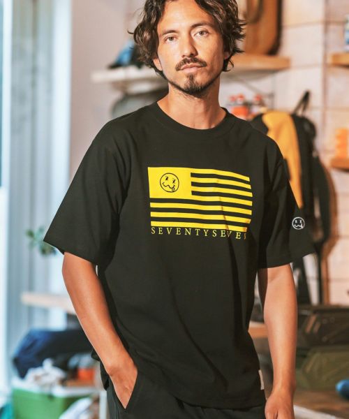 【seventy seven(セブンティセブン)】heavy onz USA cotton S-S t-shirts (flag) Tシャツ(7724W130)