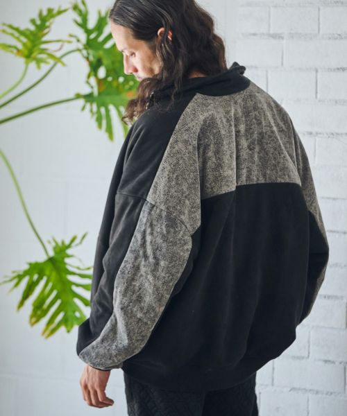 30%OFF【CAMBIO(カンビオ)】フェイクスウェード×デニム切替スタンドブルゾン(CA-24-36)