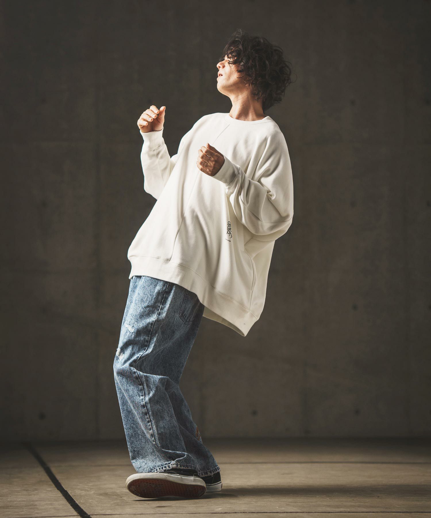 50%OFF【GLIMCLAP(グリムクラップ)】Chemical processing denim wide