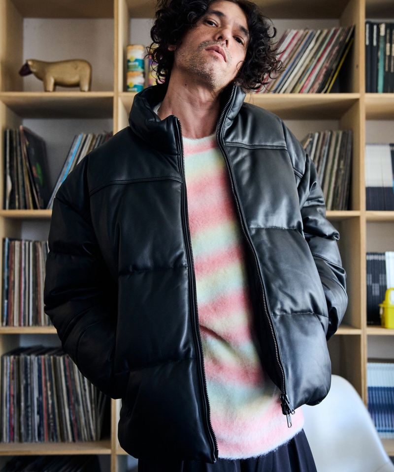 ADAM PATEK(アダムパテック)】leather looose down jacket