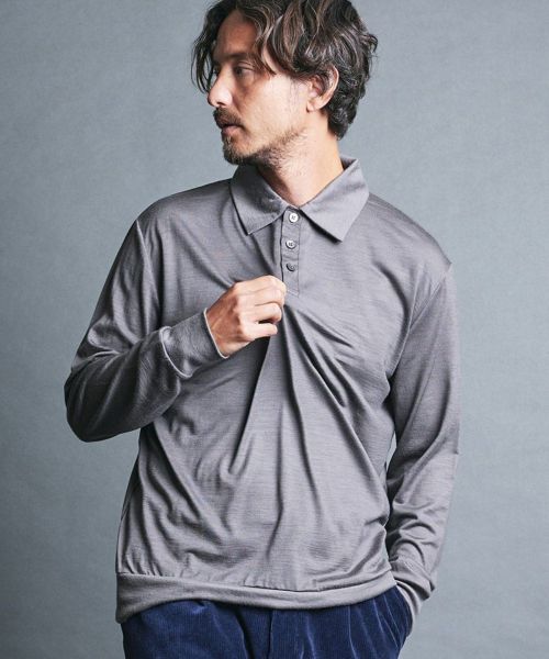 50%OFF【Magine(マージン)】SUPER100s WOOL HIGH GAUGE KNIT POLO L-S ポロシャツ(2432-036)