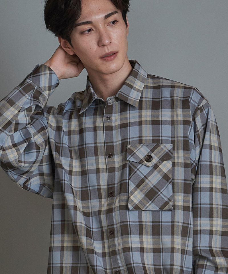 60%OFF【NO ID.(ノーアイディー)】ﾈｸﾀｲ付ﾁｪｯｸSH シャツ(855006-856S