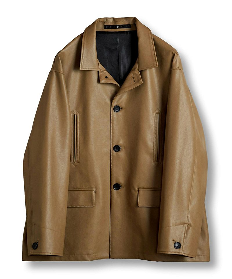 30%OFF【NO ID.(ノーアイディー)】ｼﾝｾﾃｨｯｸﾚｻﾞｰBIGｶｰｺｰﾄ(855006-838C  