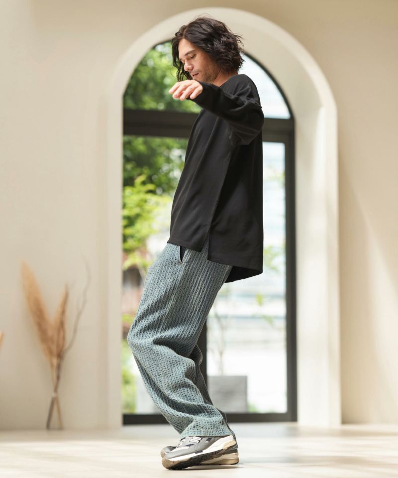 CAMBIO(カンビオ)】【一部サイズカラー予約販売3月中旬～下旬入荷】Accordion Jacquard Denim Wide Straight  Pants ワイドストレートパンツ(A35324cmb) | CAMBIO カンビオ