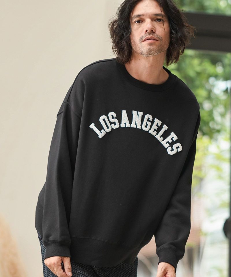 CAMBIO(カンビオ)】プリント裏起毛CNスウェット（LosAngeles