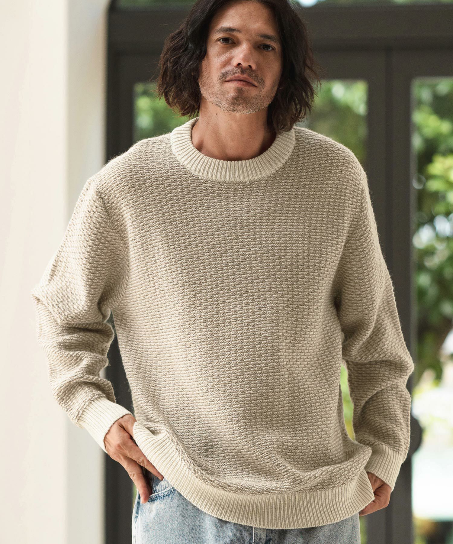 CAMBIO(カンビオ)】ジャガード裏使いCNセーター(HLCM0166) | CAMBIO  