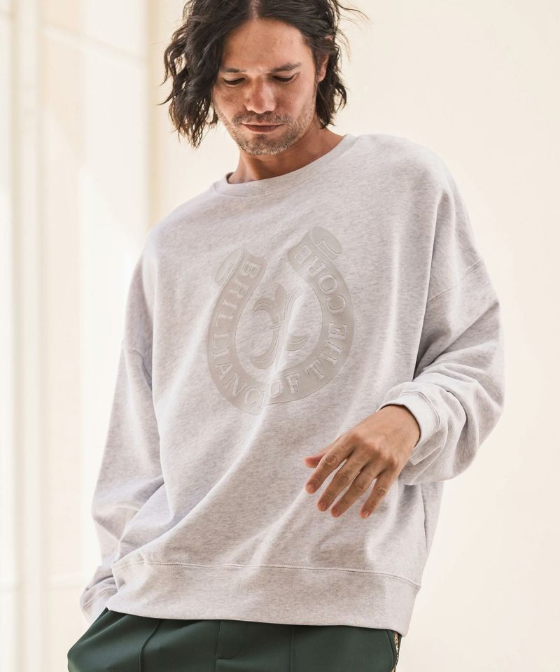 30%OFF【CAMBIO(カンビオ)】プリント裏毛CNスウェット（エンブレム