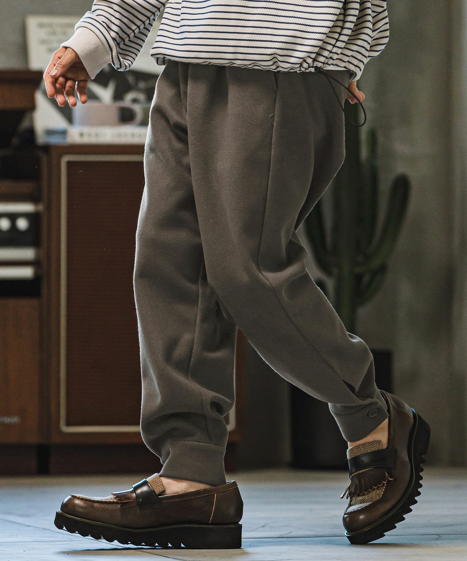 CAMBIO(カンビオ)】Soft Melton Hem Cuffs Pants メルトンパンツ 