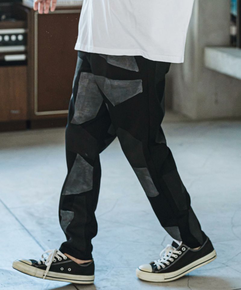 CAMBIO(カンビオ)】 Patchwork Print Cardboard Knit Jogger