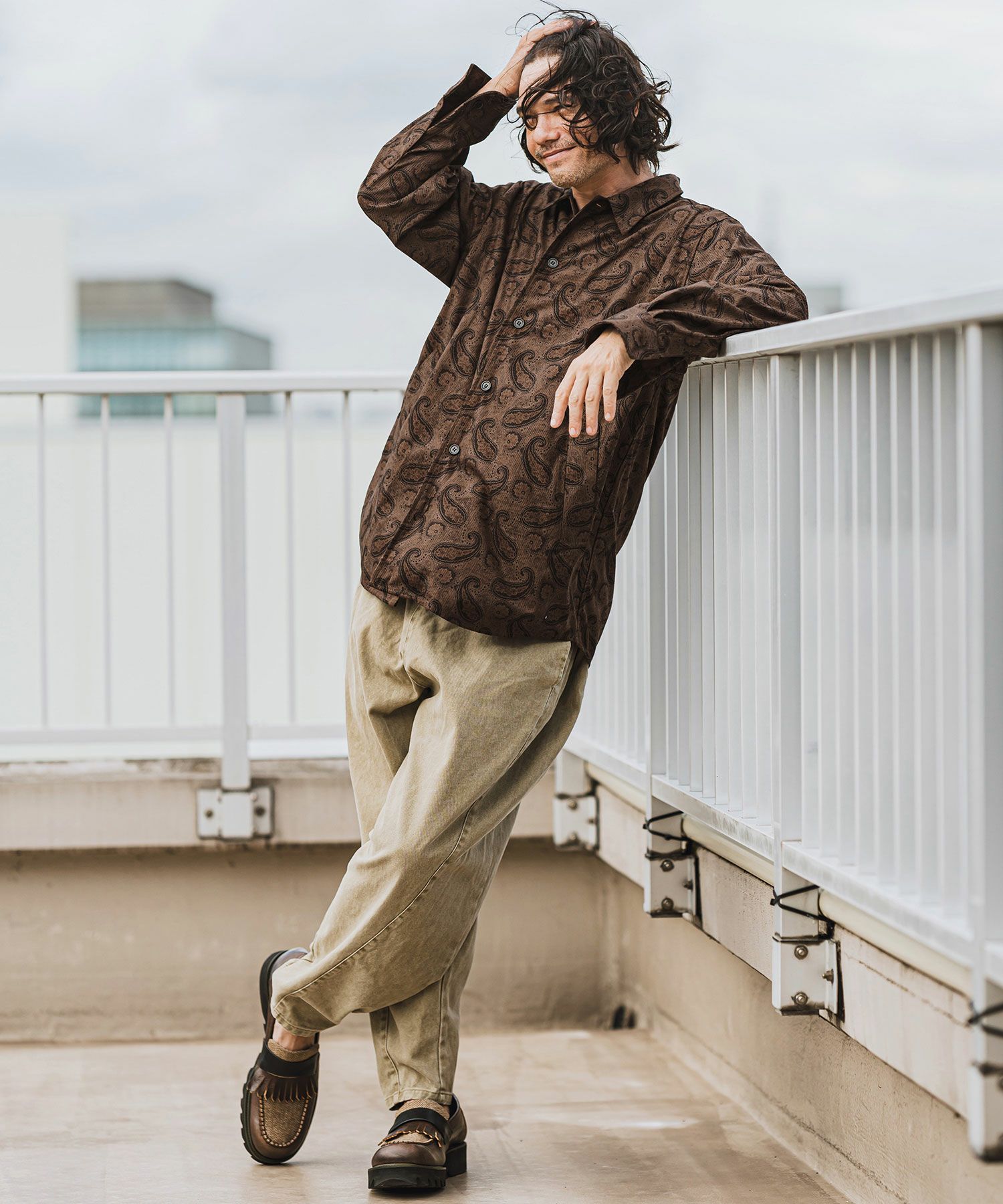 CAMBIO(カンビオ)】コーデュロイ×ペイズリーorig.柄シャツアウター 