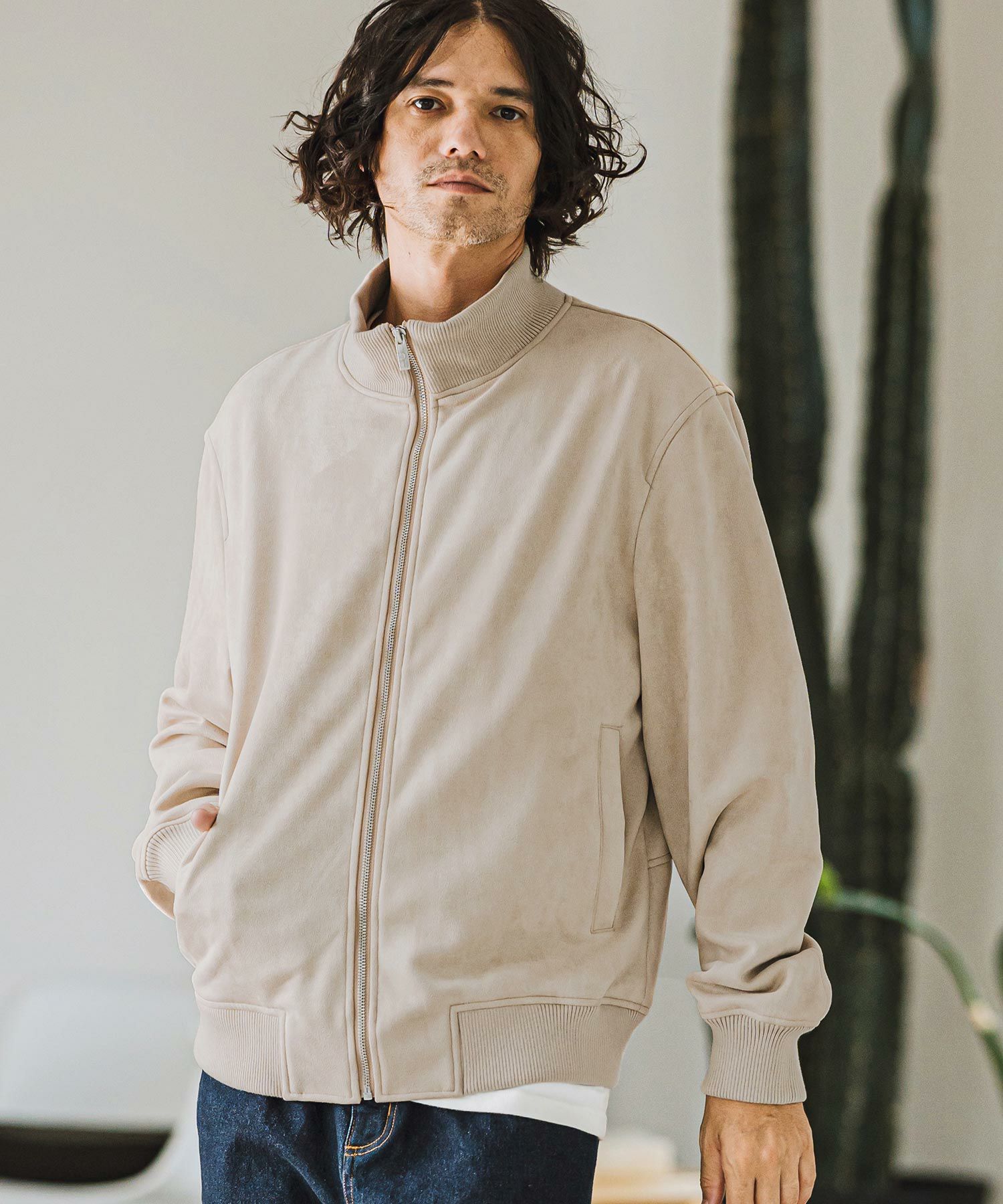 30%OFF【CAMBIO(カンビオ)】 カットスウェードスタンドブルゾン