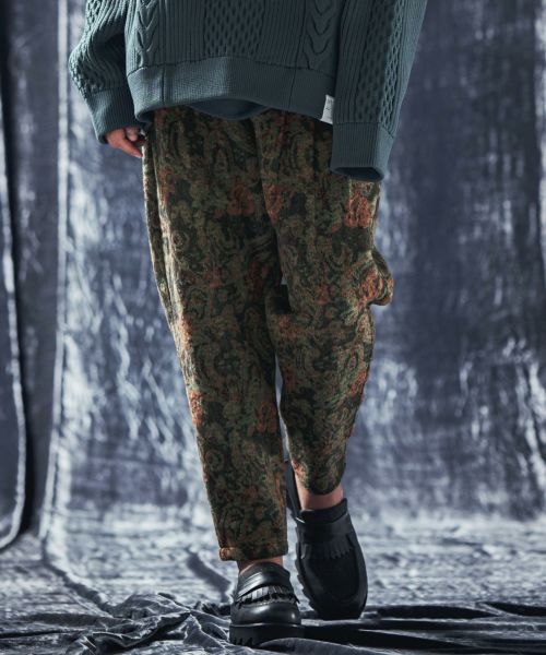50%OFF【ANGENEHM(アンゲネーム)】Shaggy paisley motif fabric wide tapered silhouette pants バルーンパンツ (AG03-066ace)