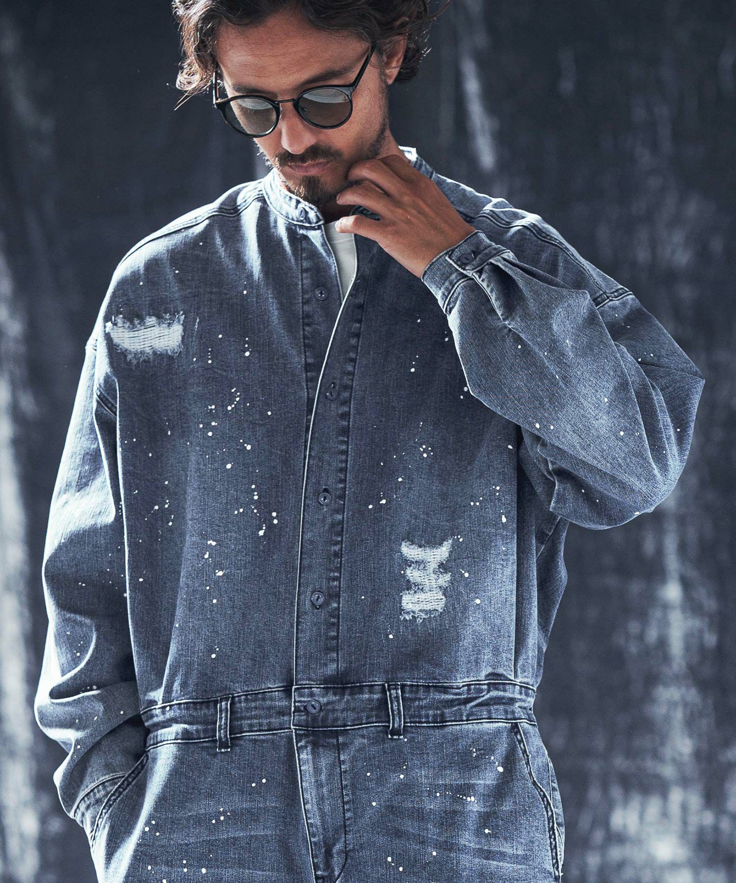 30%OFF【ANGENEHM(アンゲネーム)】Used processing denim all-in