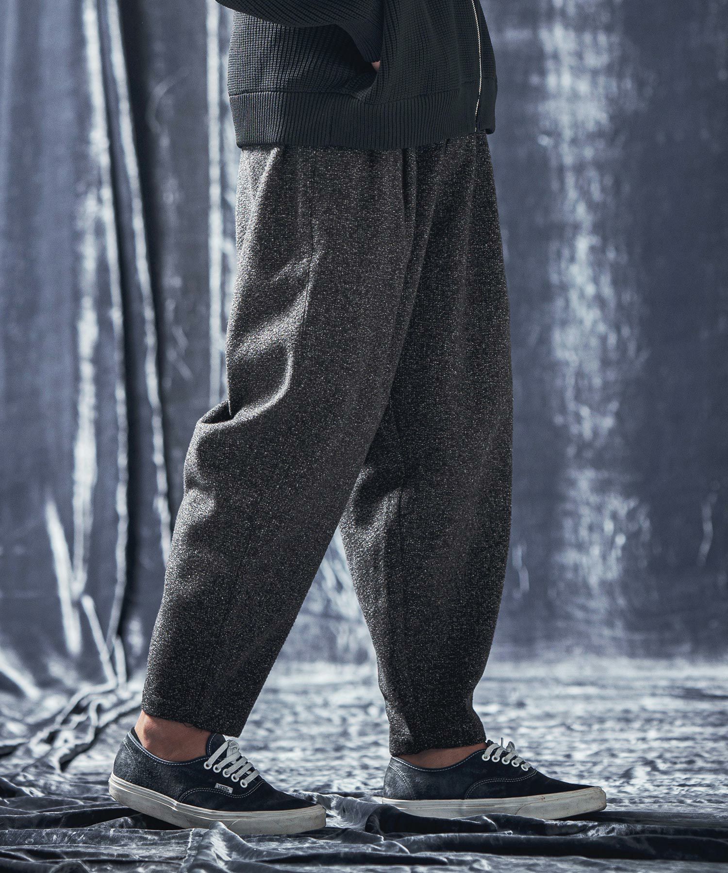 ANGENEHM(アンゲネーム)】Like melange tweed fabric wide tapered 
