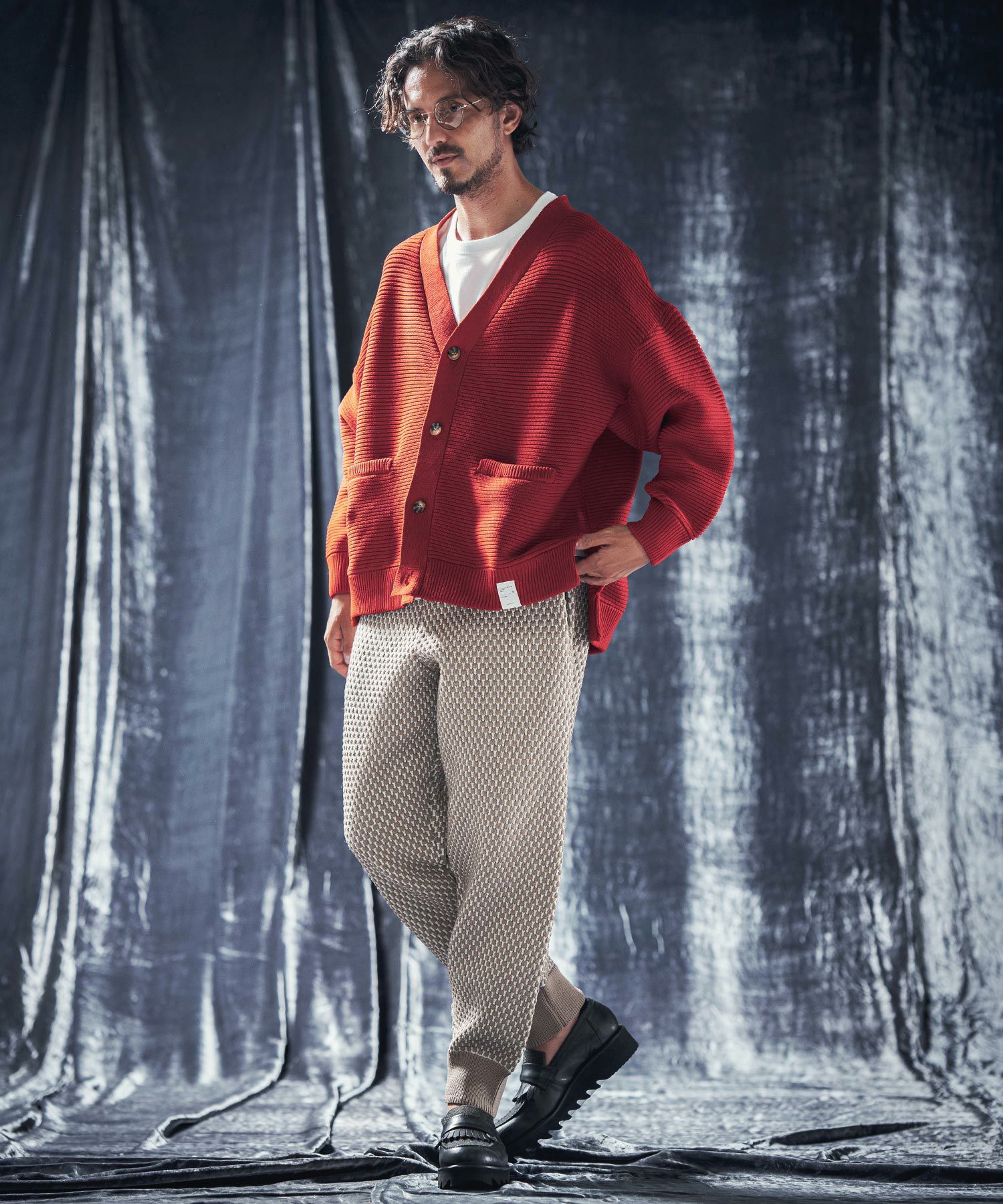 50%OFF【ANGENEHM(アンゲネーム)】Light yarn rippl knit cardigan