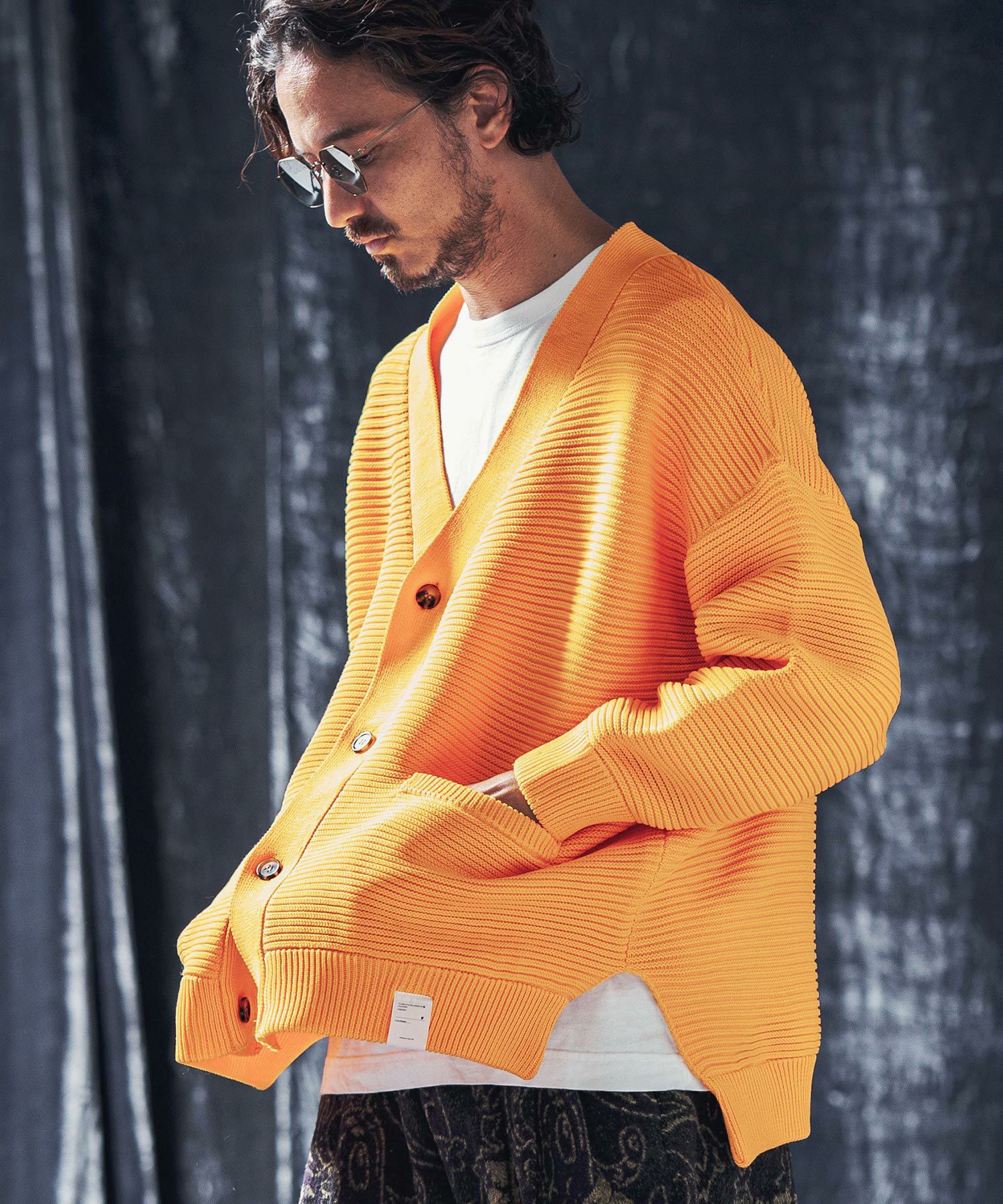 50%OFF【ANGENEHM(アンゲネーム)】Light yarn rippl knit cardigan