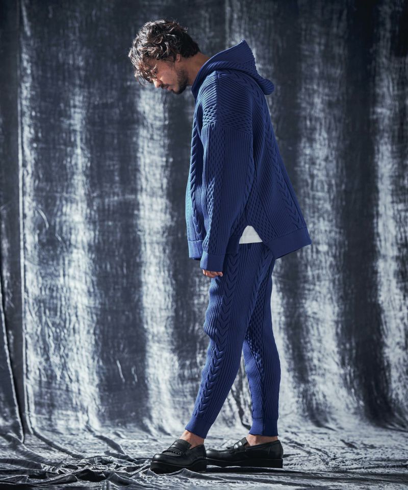ねむページ ANGENEHM(アンゲネーム)】Light yarn cable stitch knit hoodie