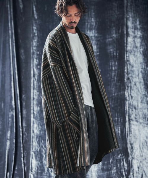 アンダーグラウンド、マイナー系HIPHOP12インチ　50枚セット ANGENEHM(アンゲネーム)】Stripe melange jacquard knit-sew coat