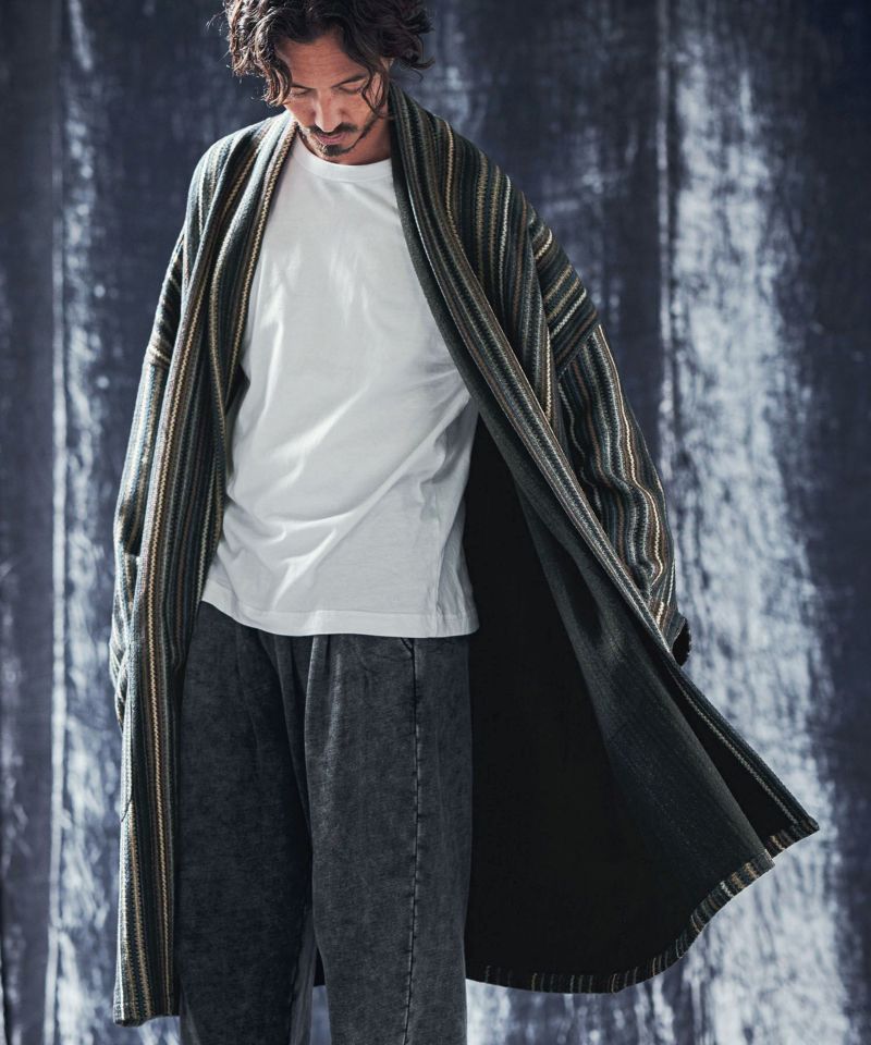 ANGENEHM(アンゲネーム)】Stripe melange jacquard knit-sew coat