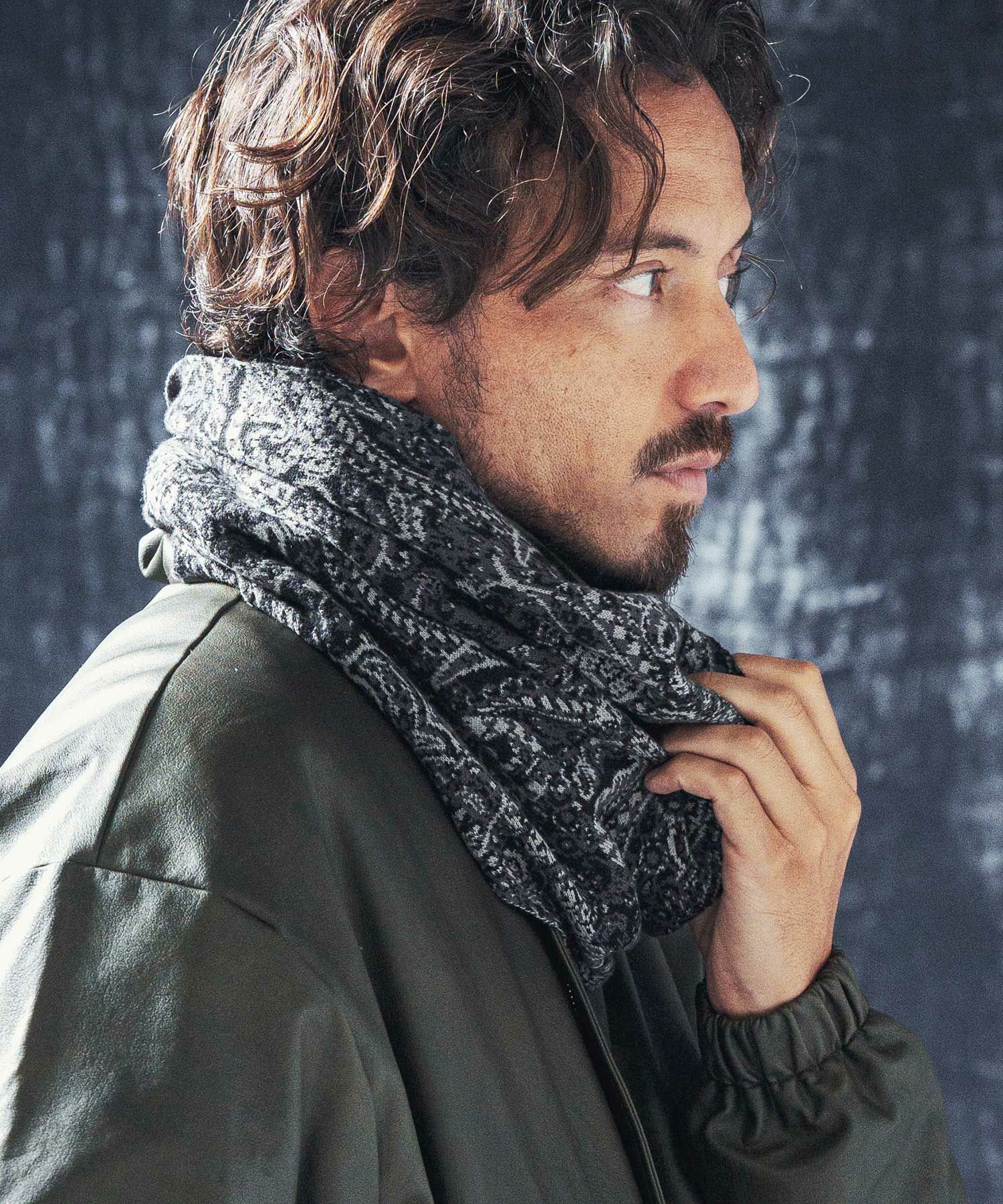 ANGENEHM(アンゲネーム)】Paisley pattern knit snood ニットスヌード