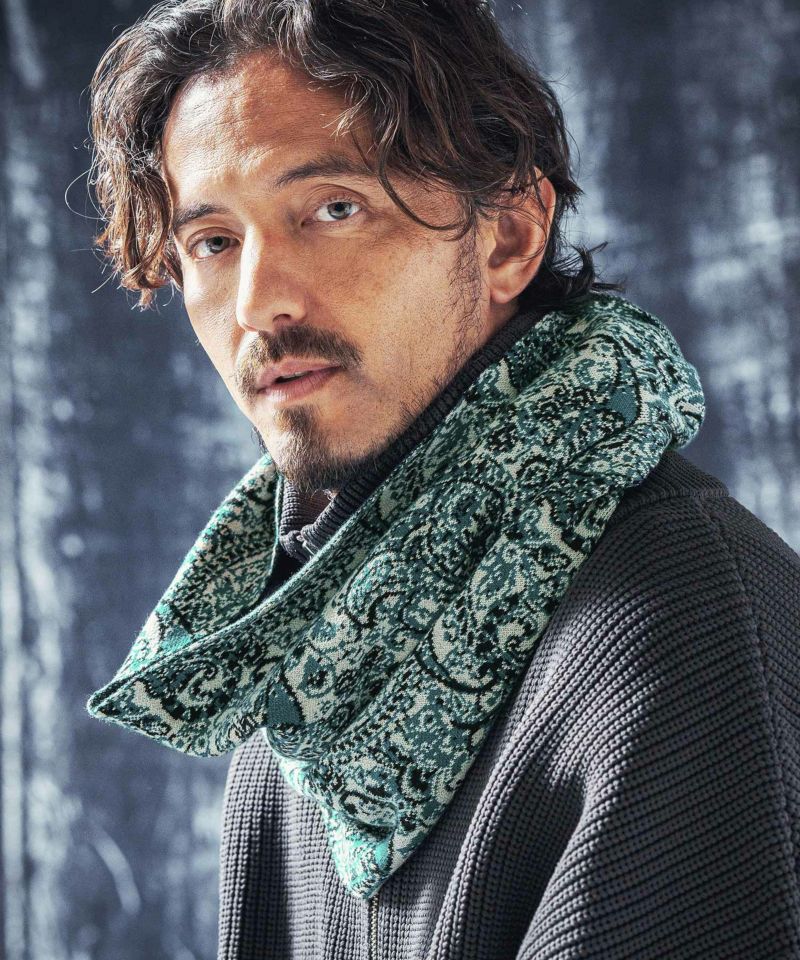 ANGENEHM(アンゲネーム)】Paisley pattern knit snood ニットスヌード