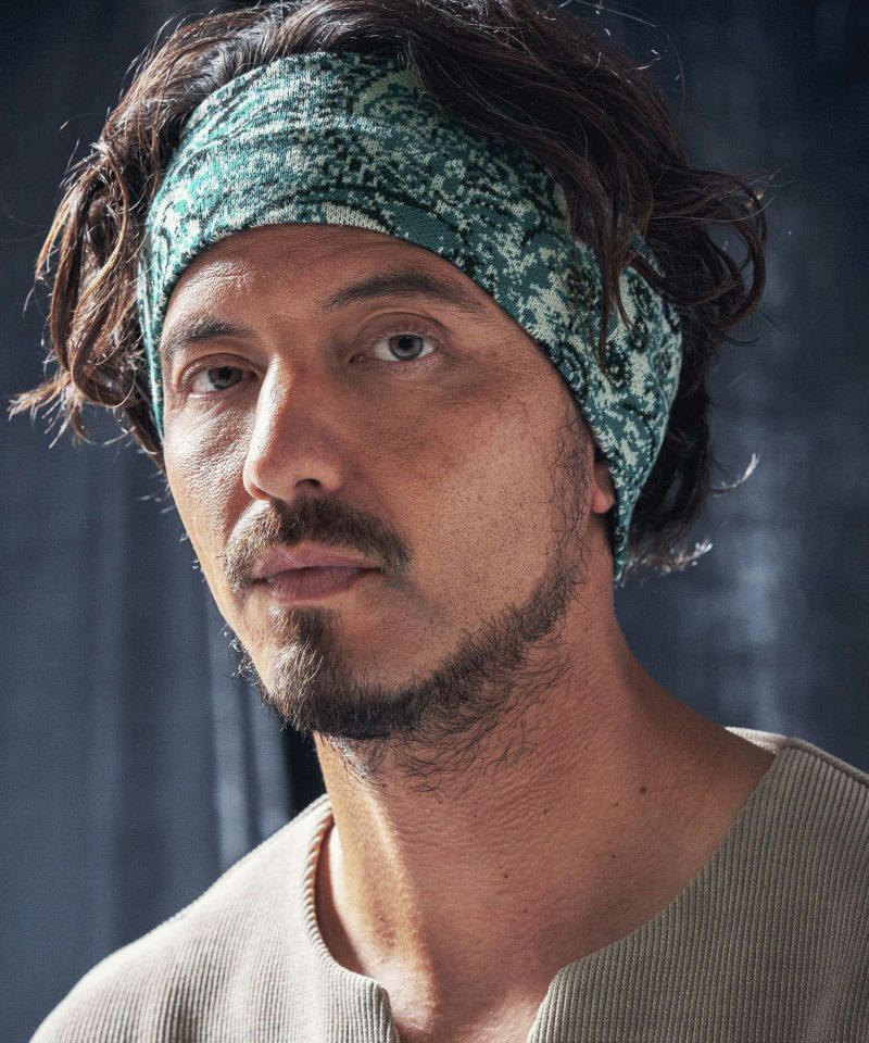 ANGENEHM(アンゲネーム)】Paisley pattern knit headband ニット