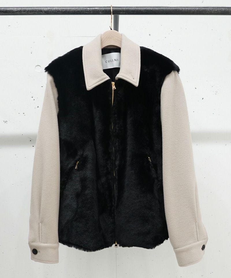 50%OFF【CULLNI(クルニ)】Eco Fur & Melton Half Zip Up Short Coat 