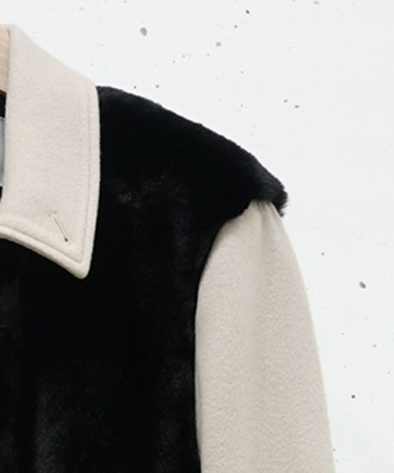 50%OFF【CULLNI(クルニ)】Eco Fur & Melton Half Zip Up Short Coat 