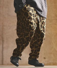 GLIMCLAP(グリムクラップ)】 Fleece fabric pants -leopard