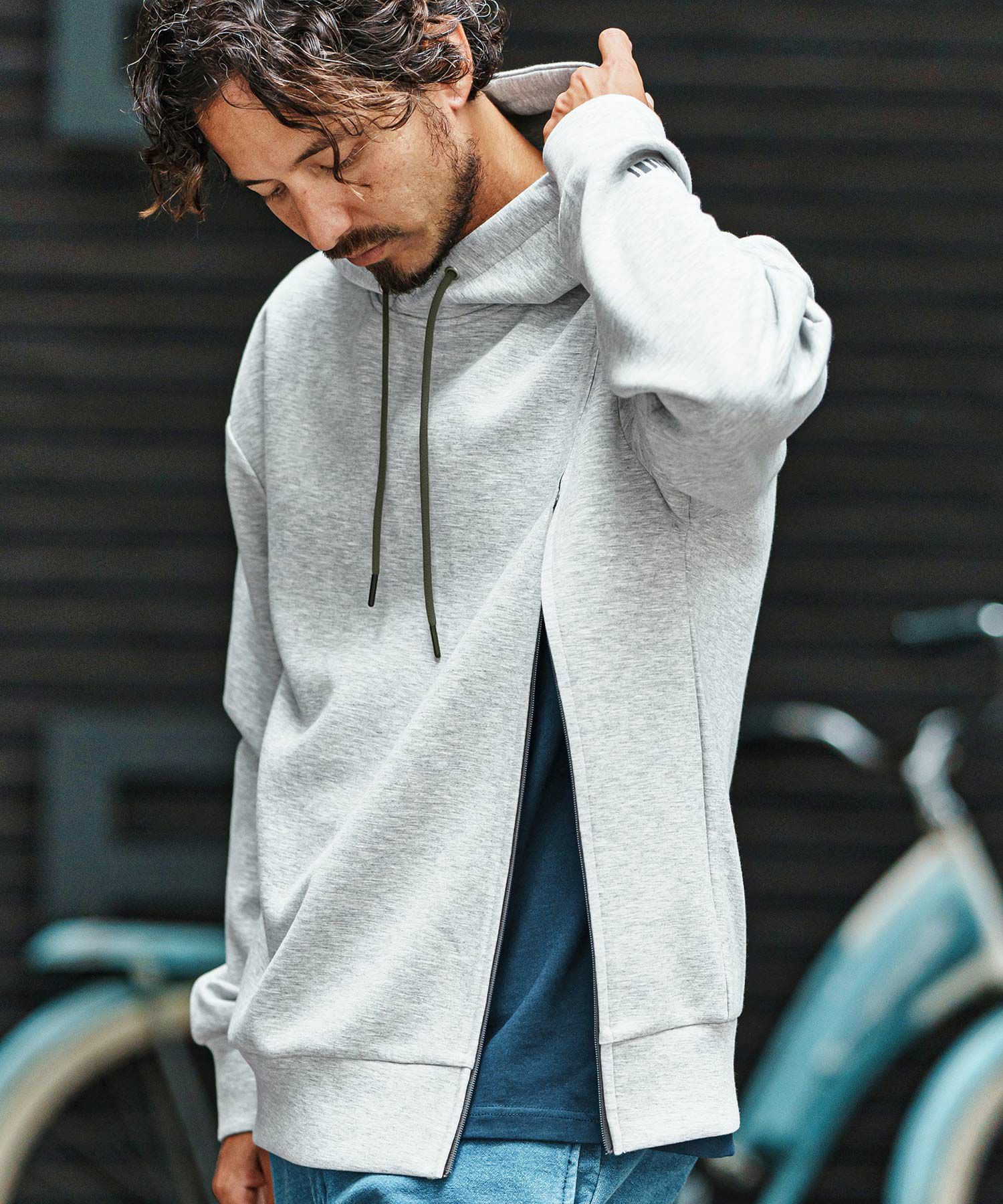 felkod(フィルコッド)】Zip Accent Cardboard Knit Parka