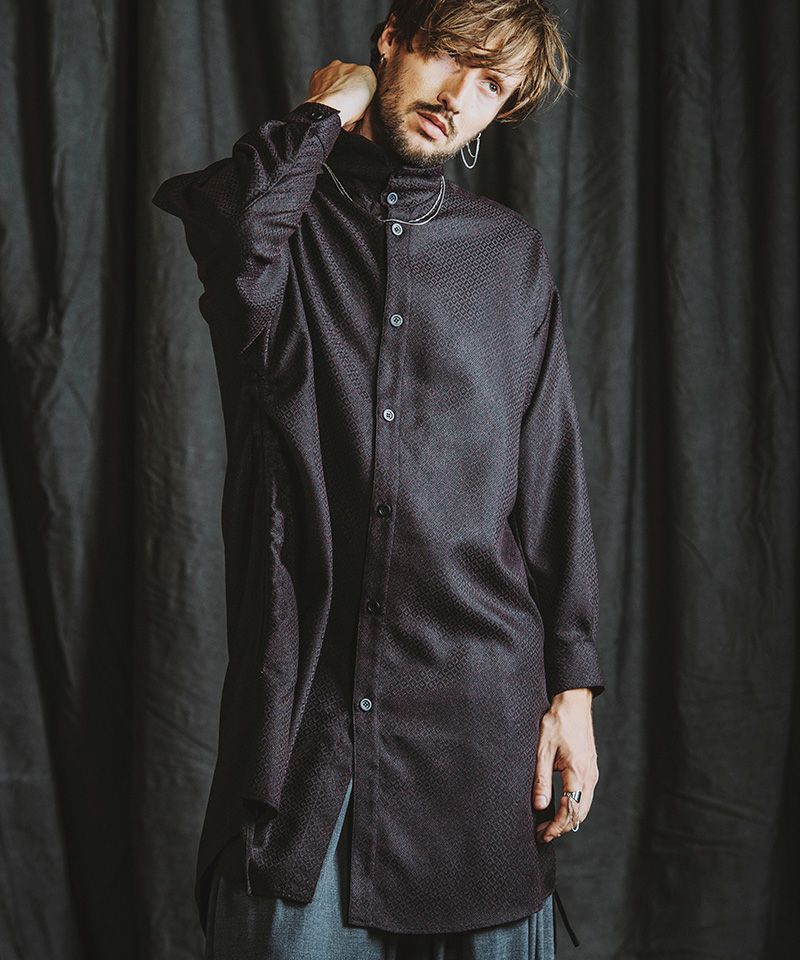 30%OFF【NO ID.(ノーアイディー)】ﾄﾞﾛｰｽﾄﾘﾝｸﾞｽﾊｲｶﾗｰﾛﾝｸﾞSH シャツ 