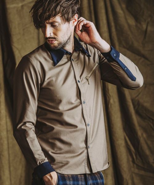 30%OFF【NO ID.(ノーアイディー)】ｸﾚﾘｯｸZIP-SH シャツ(855006-880S)