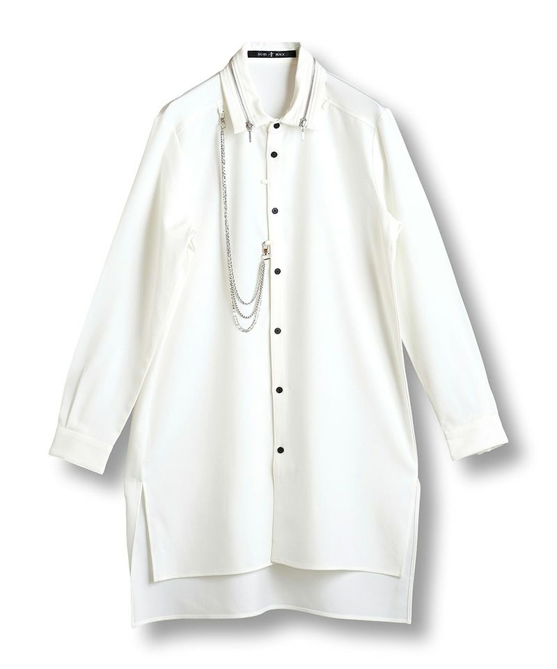 30%OFF【NO ID.(ノーアイディー)】ZIPﾁｪｰﾝﾛﾝｸﾞSH シャツ(455006-895S