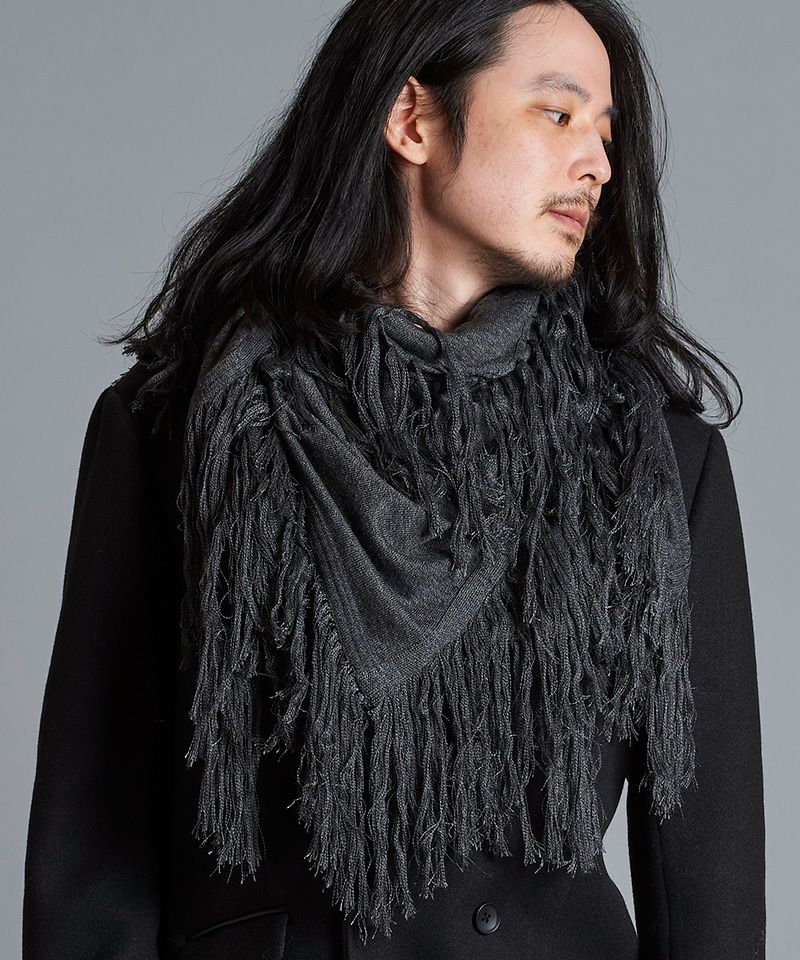 新品未使用 NO ID. グレー フリンジ付きポンチョ 88453010-579k3.jpg