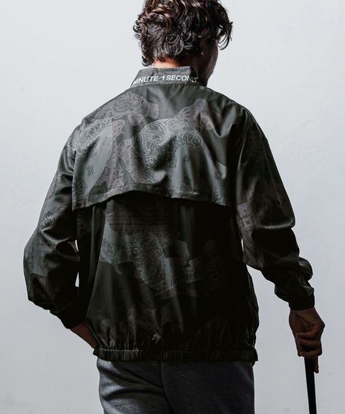 【1minute 1second(ワンミニットワンセカンド)】camouflage fabric zip high neck long sleeve P-O カットソー(1M24F140)