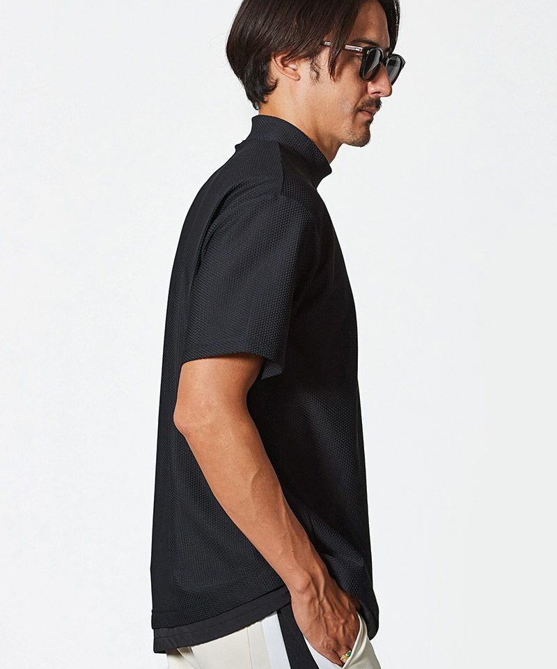 muta × ACANTHUS / Mesh Mockneck Top/Tシャツ/7/ポリエステル/BLK/MMAC-MA2520 ACANTHUS(アカンサス)】muta Mesh Mockneck Top モックネックTシャツ