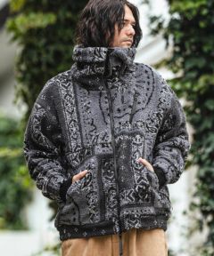 CAMBIO(カンビオ)】【予約販売12月上旬～中旬入荷】 Bandana Pattern Boa Volume Neck Blouson  ボアジャケット(A36624cmb) | CAMBIO カンビオ