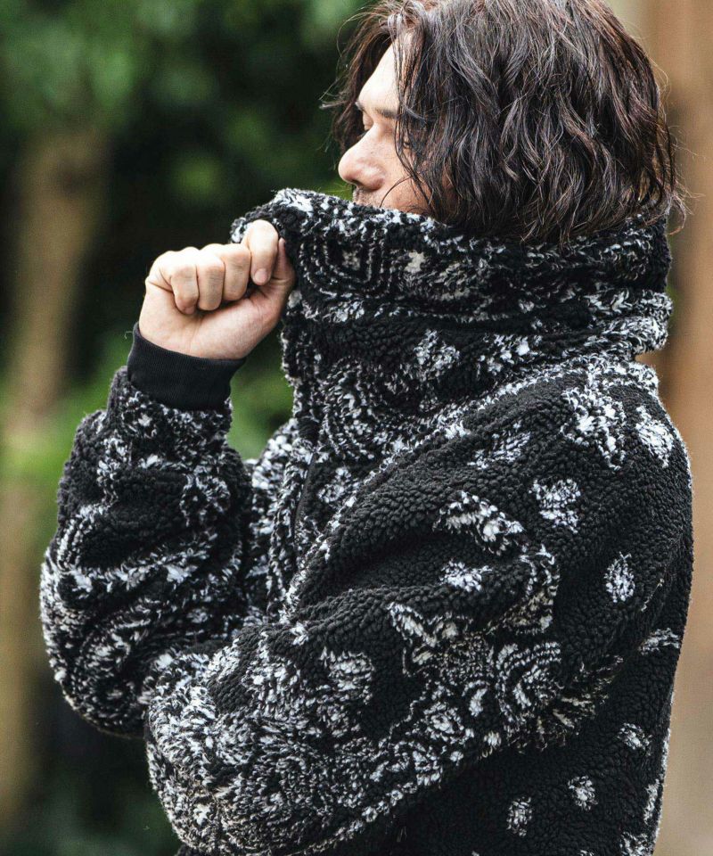 30%OFF【CAMBIO(カンビオ)】Bandana Pattern Boa Volume Neck Blouson