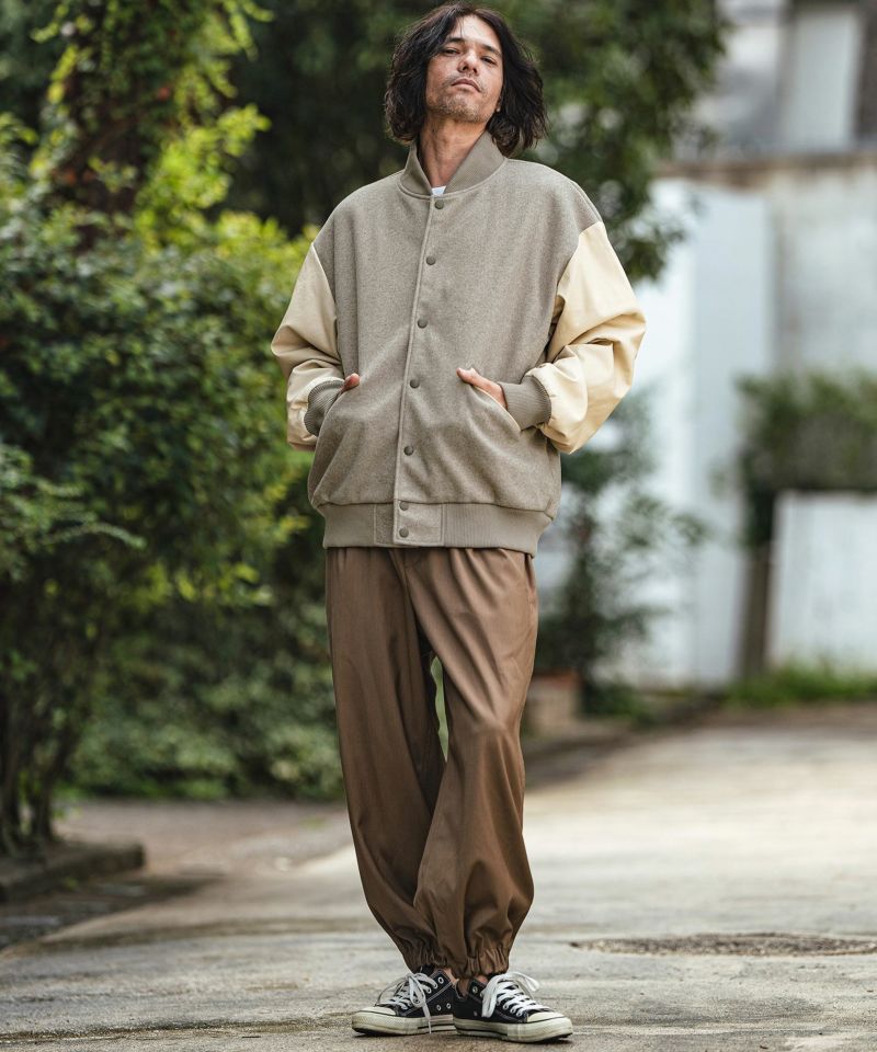 CAMBIO(カンビオ)】メルトンPU切り替えルーズシルエットスタジャン