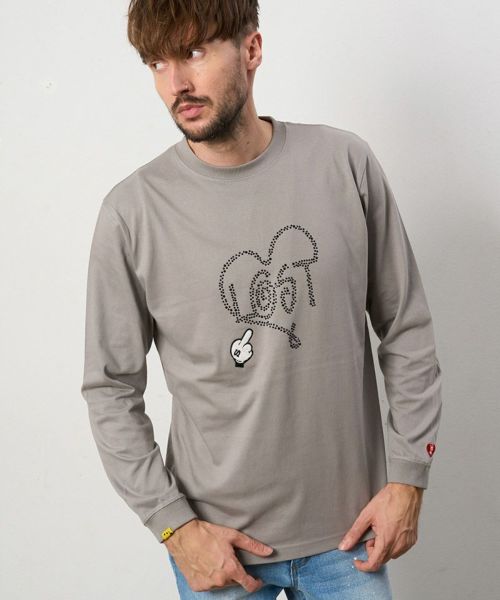 30%OFF【STUD MUFFIN(スタッドマフィン)】5.6ozコットン天竺 LOST HEART ラインストーンLS Tシャツ(514-02774)