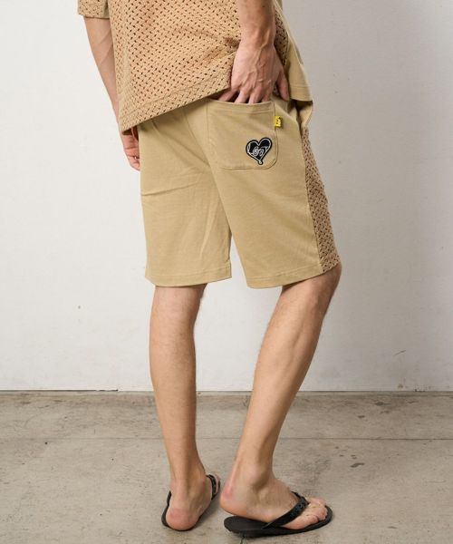 【STUD MUFFIN(スタッドマフィン)】ラッセルメッシュ-ヘビージャージー切替 サガラパッチショートパンツ(514-06277)