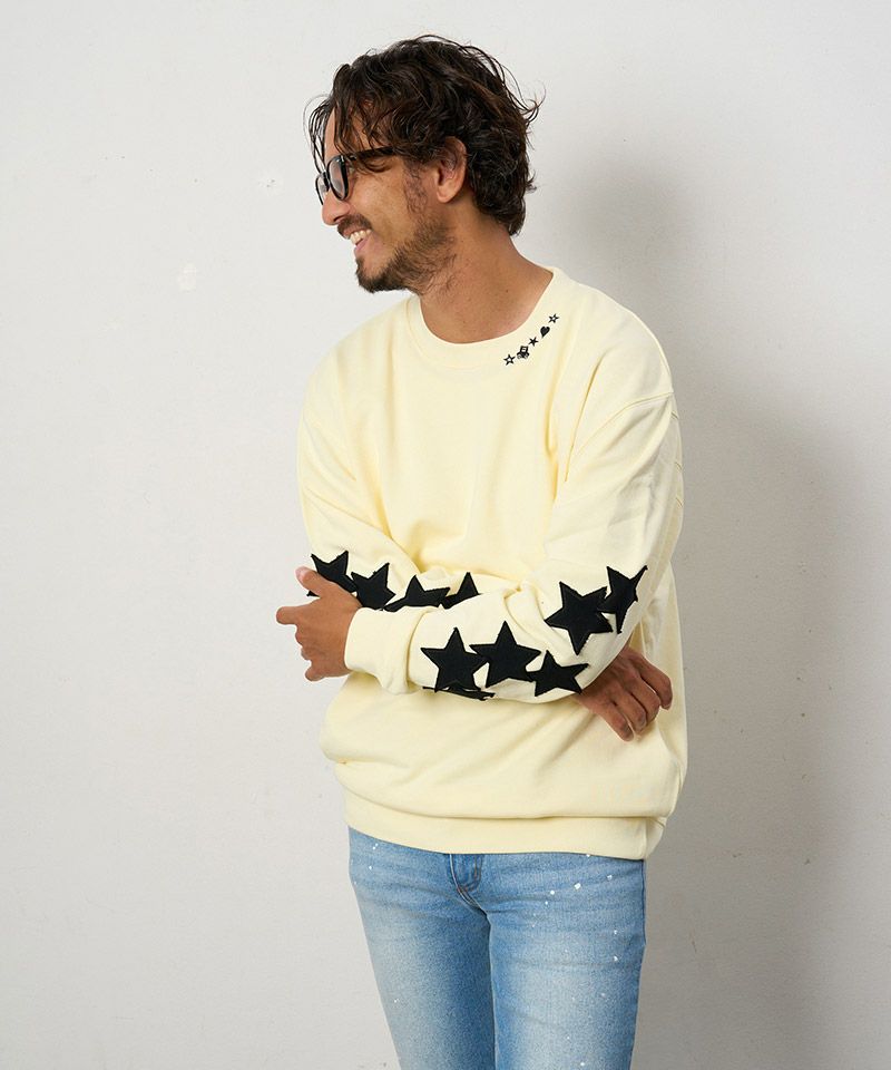 STUD MUFFIN(スタッドマフィン)】10ozコットン裏毛パイル カットオフスターパッチワークスエットシャツ(514-02770) |  CAMBIO カンビオ