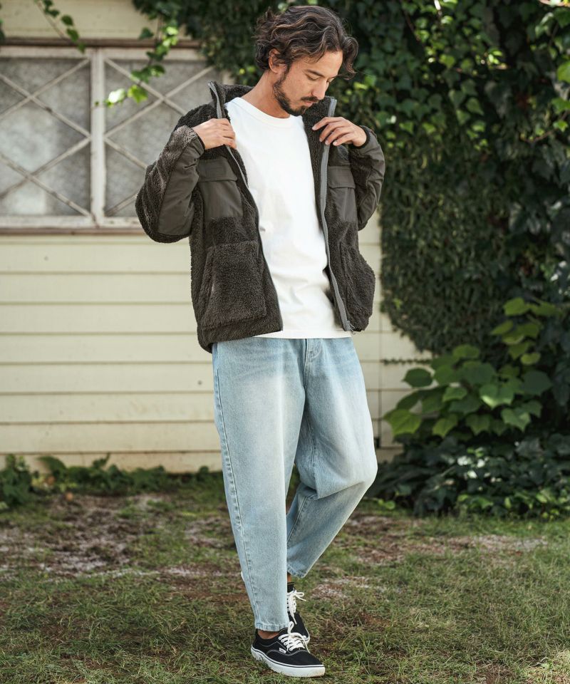 CAMBIO(カンビオ)】Short Micro Fur Nylon Combination Stand Collar