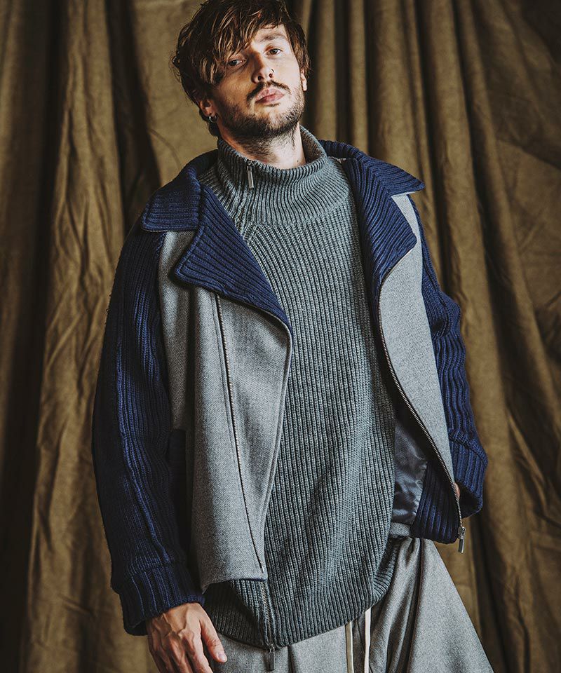 50%OFF【NO ID.(ノーアイディー)】ﾁｪﾝｼﾞﾝｸﾞﾆｯﾄBIGﾗｲﾀﾞｰｽJKT(855010