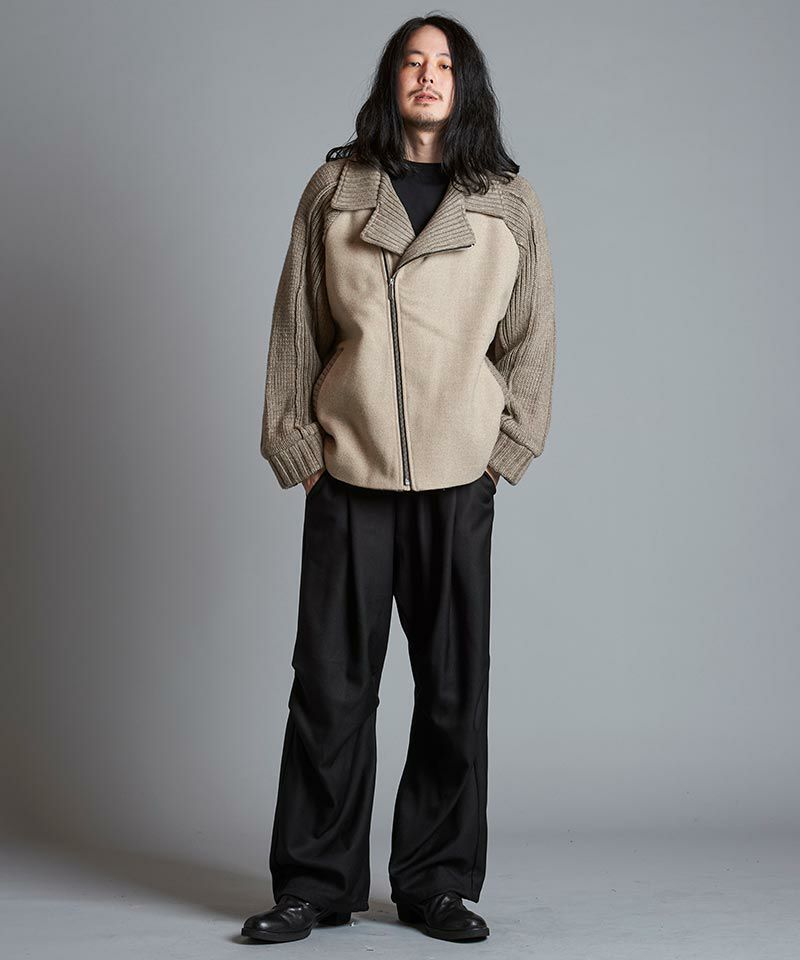 30%OFF【NO ID.(ノーアイディー)】ﾁｪﾝｼﾞﾝｸﾞﾆｯﾄBIGﾗｲﾀﾞｰｽJKT